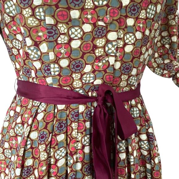 Anthropologie Small Retro Dress Boho Fall Cotton 50s style Edme & Esyllte Art - Picture 9 of 17